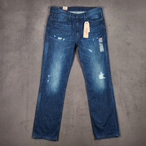 Levi's Other - Levis 514 Straight Fit Jeans Mens 36x36 Blue Distressed Ripped Denim NEW